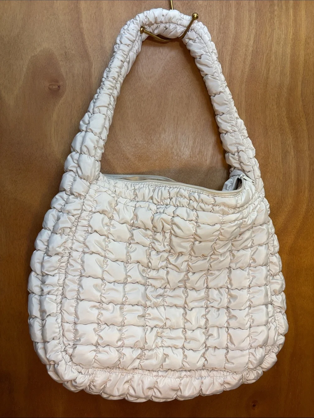 wild fable Cream Quilted Ruched Shoulder Bag